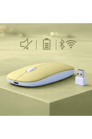 Type-c Şarjlı Bluetooth Mouse Apple Uyumlu MacBook iPad Laptop İnce Gövde Dongle Ve Kablo Dahil 13754