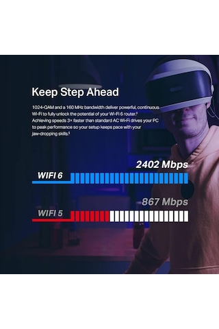 Archer Tx55e, Ax3000 Mbps, İki Anten, Özel Soğutucu, 1024-qam, Ultra Düşük Gecikme, Intel Wi-fi 6 Yonga Seti, Wind