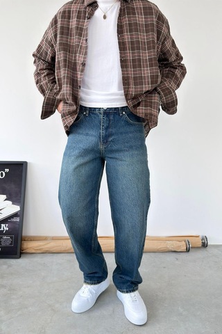 Koyu Mavi Basic Baggy Fit Pantolon Koyu Mavi