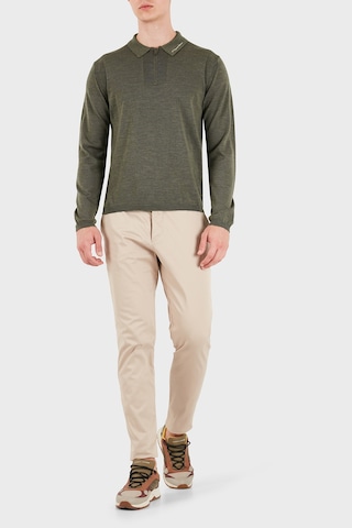 Emporio Armani % 100 Yün Slim Fit Yarım Fermuarlı Polo Yaka Kazak Erkek Polo Yaka Kazak Em006293 Af29815 O7002 Yeşil Melanj