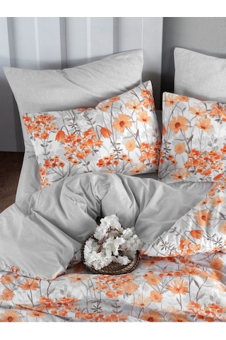 Mystory Home Lastikli Çarşaflı Çift Kişilik Nevresim Takımı Naranja Turuncu