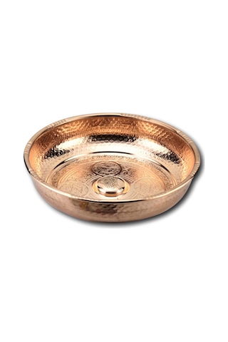 Bakır İşlemeli Hamam Tası 20 CM Bakır