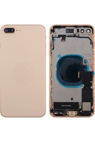 Apple Uyumlu iPhone 8 Plus Dolu Kasa Gold (Altın Renk) Şarj Soketi+On Off Flex+Ses Flex Üstünde