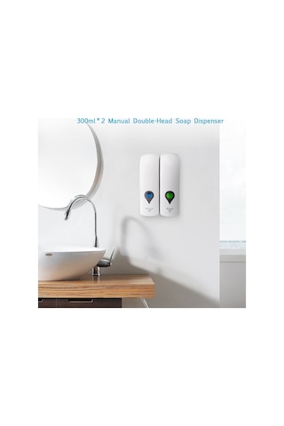 Chuangdıan-300 Ml 2 Hıçbır Sondaj Duvara Monte Çift Sabunluk Manuel,beyaz Diğer