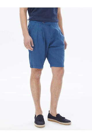 Kip Mavi Dokuma Casual Bermuda Çok Renkli