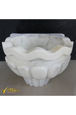 Afyon Beyaz Fırfırlı Kavun Dilimli Ayaklı Kurna