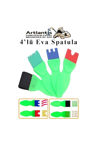 Eva Spatula 4 Lü 1 Paket Plastik Doku Tarağı Fırçası Okul Öncesi Boya Sünger Fırça Seti Çocuklar İçin Plastik Saplı