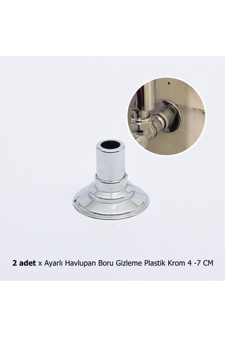 Krom Kaplama Çelik Havlupan + 2 Adet Pex Köşe Vana + 2 Adet Boru
