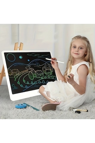 Trendooze 13 Inç Lcd Tahta Yazı Tahtası Sunshine022 Beyaz Tek Tuşla Silinebilir Çizim Tahta Beyaz