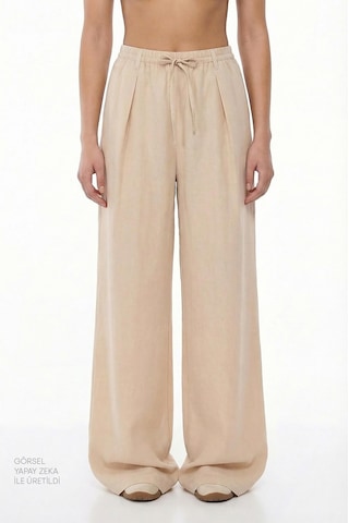 Penti Pastel Bej Linen Pantolon Pastel Bej