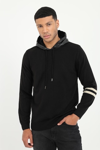 Dufy Erkek Slim Fit Kapüşonlu Siyah Triko-16898