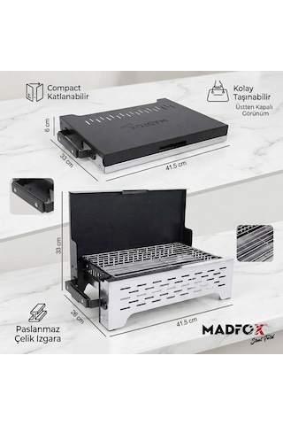 Madfox Steelfold Paslanmaz Çelik Katlanabilir Mangal Siyah