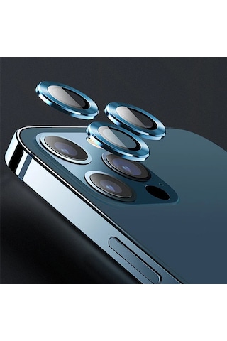 Usams Apple iPhone Uyumlu 12 Pro 3d Metal Çerçeveli Kamera Lens Koruyucu- 5775