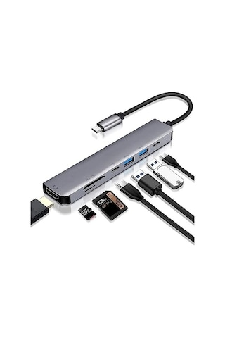 7 In 1 Sd Usb Type-c Hub Hdmı Girişli Macbook Çevirici Çoklayıcı