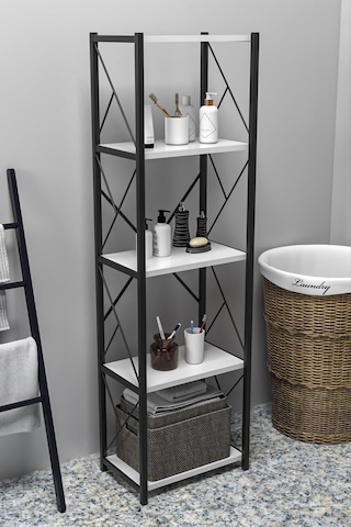 Morpanya Felixce Banyo Düzenleyici Banyo Dolabı Çok Amaçlı Dolap 5 Katlı Metal Mutfak Düzenleyici Beyaz