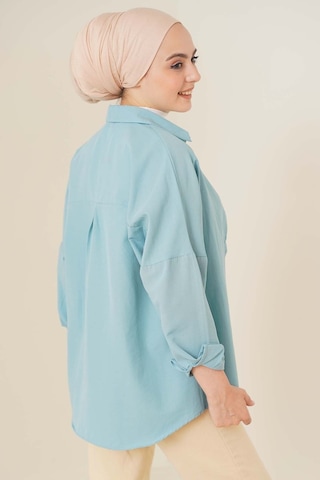 Bigdart 103901 Oversize Basic Tesettür Gömlek - Su Yeşili 001