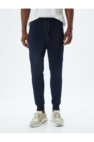 Koton Spor Eşofman Altı Jogger Beli Bağcıklı Dikiş Detaylı Cepli Pamuk Karışımlı Lacivert 5wam40095nk Lacivert