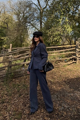 Lacivert Tek Düğmeli Ceket Pantolon Takım - 9480 Lacivert