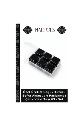 Özel Üretim Soğuk Tutucu Sofra Aksesuarı Paslanmaz Çelik Viski Taşı 6'lı Set