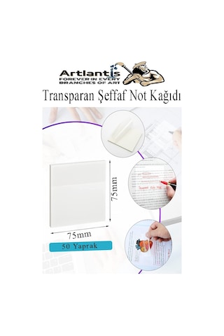 Yapışkanlı Şeffaf Not Kağıdı 50 Yaprak 2 Paket Kare Transparan Postit 75x75mm Yarı Saydam İşaretleyici Aydınger Not
