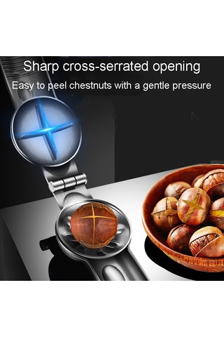 Sones Kacheeg 304 Paslanmaz Çelik Kestane Açacağı Çapraz Açılır Kestane Kabuğu Soyucu 2 Çelik Parmaklı, Stil: Yaylı Model Diğer