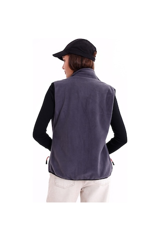 Monox Kadın Slim Fit Tam Fermuarlı Polar Yelek Füme