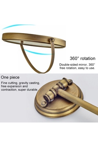 Cbtx Duvara Monte Katlanır Çift Taraflı Makyaj Aynası Bronz