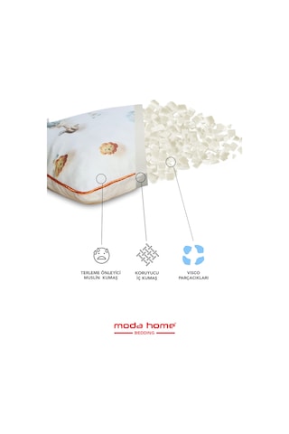 2 Adet Müslin Kumaşlı Ortopedik Çocuk Yastığı,visco Parçacıklı Pamuk Kılıflı 40 60 1100 Gr Bulut Beyaz Bulut
