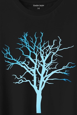 Nature Hayat Ağacı Kuru Ağaç Silüeti Baskılı Tişört Unisex T-shirt 001