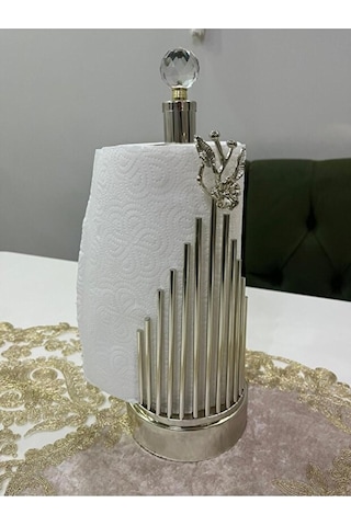 Premium Metal Tasarım Kağıt Havluluk - Kristal Başlıklı Gri