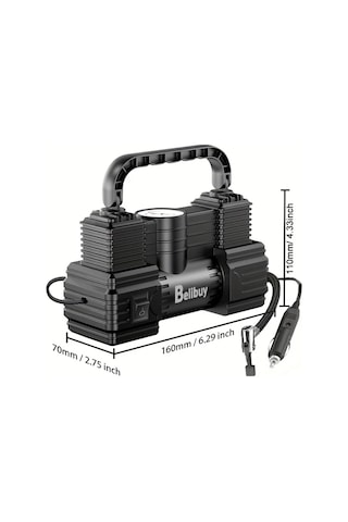 Xuweiwei Siyah 12v Dc Taşınabilir Otomatik Lastik Şişirme Pompası Dijital Basınç Göstergeli Araba Bisiklet Balon