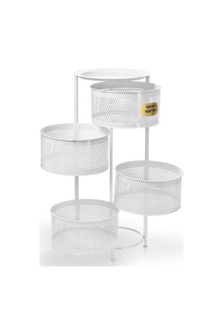 River World Tekerleksiz Rengi Beyaz Açılabilen 4 Katlı Çok Amaçlı Metal Raf Mutfak, Balkon, Kiler Çok Renkli