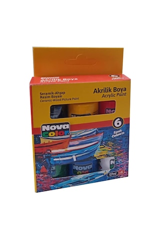 Akrilik Boya 6 Renk 17 Ml 1 Paket Akrilik Boya Seti 6 Lı Ahşap Tuval Taş Ağaç Boyamalar İçin İdea Boyama Seti