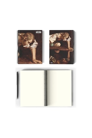 A5 Spiralli Defter, 100 Sayfa Çizgisiz Tasarım, Caravaggio Temalı