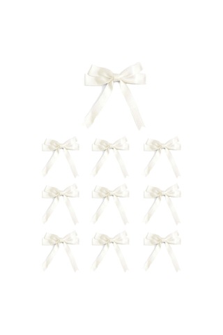 10 Adet Ekru Saten Fiyonk Süsleme Küçük Kurdele Seti