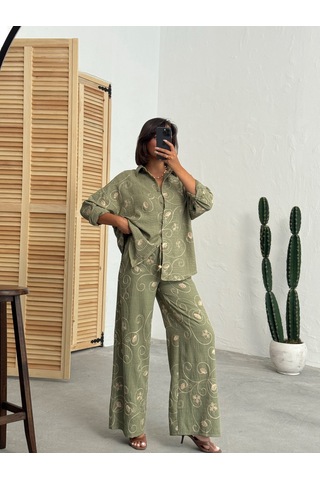 Verymoda Nakışlı Pantolon F1900 Haki Dsn2