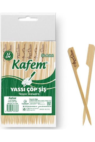 Kafem Yassı Çöp Şiş - Sunum Kürdanı 12 CM 50 Li x 10 Paket