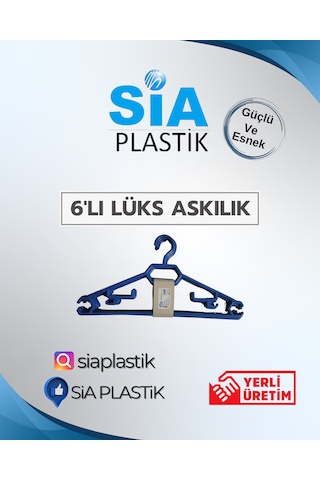Sia Plastik Lüks Askı - 6 Adet Mavi