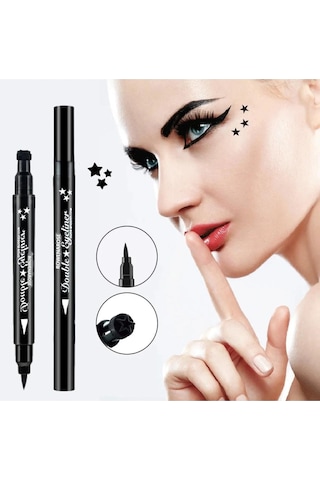 3b Trend Çift Uçlu Yıldız Desenli Kalem Eyeliner 001 Black
