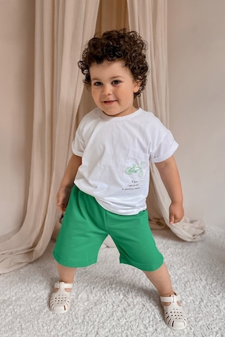 Babywom Unisex Oversize Yazlık Şortlu Basic Takım- Yeşil