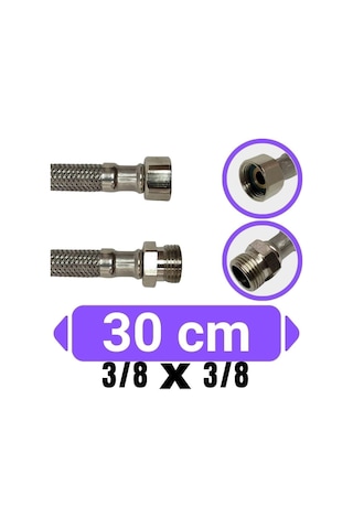 3/8x3/8 Nipelli Flex Hortum Bağlantı Flexi Dişi-erkek Oynar Rakor : 3/8 X 3/8 30 Cm