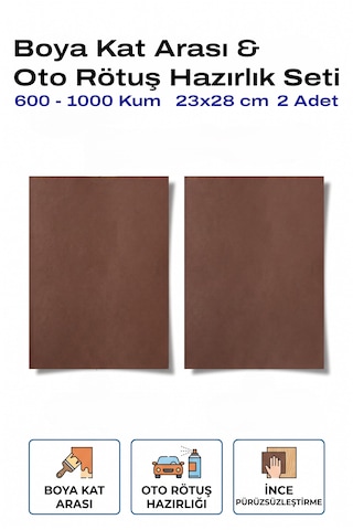600-1000 Kum Tabaka Zımpara 23x28 Cm 2 Adet Boya Kat Arası Ve Oto Rötuş Seti