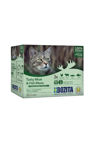 Bozita Jöle İçinde Balık Ve Etli Kedi Konservesi Multibox 12x85 Gr
