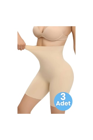 Uniquetrenders Kadın Toparlayıcı Dikişsiz Klasik Korse 3'lü Set Ten Rengi