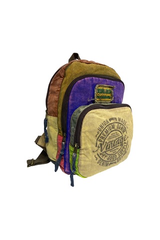 Kaliteli Vintage Disayn Sırt Gezi Çantası New Patchwork 5017 Mor - Sarı