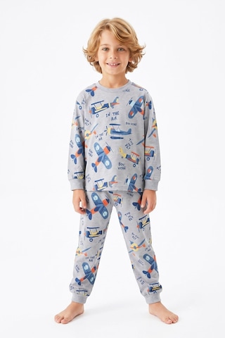 Modanino Erkek Çocuk %100 Pamuk Pijama Takımı 3-8 Yaş 12736ıs Gri