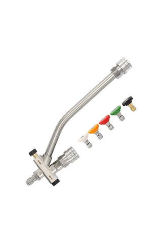 Jeehugo 304 Çelik Ve Bakır 4000 Psı 1/4" Hızlı Bağlantılı Çift Yönlü Valfli Basınçlı Yıkama Fön Müzesi Bağlantısı + 5 Adet Nozzle