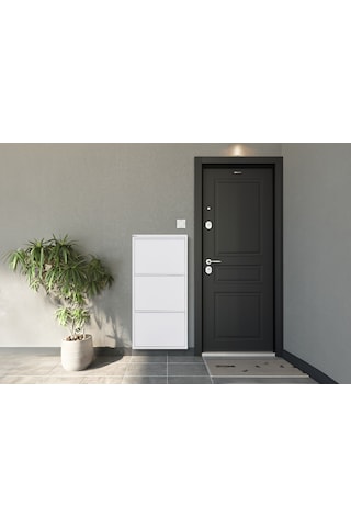 Arpelia Metal Ayakkabılık 3 Lü Beyaz