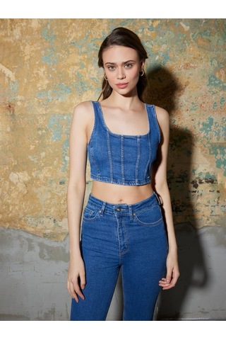 Slim Fit Kadın Büstiyer Mavi