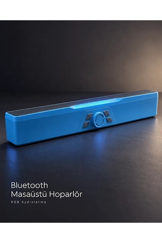 Döner Kontrol Düğmeli Bluetooth 5. 4 Kablosuz Hoparlör 6 W Rgb Işıklı Mavi